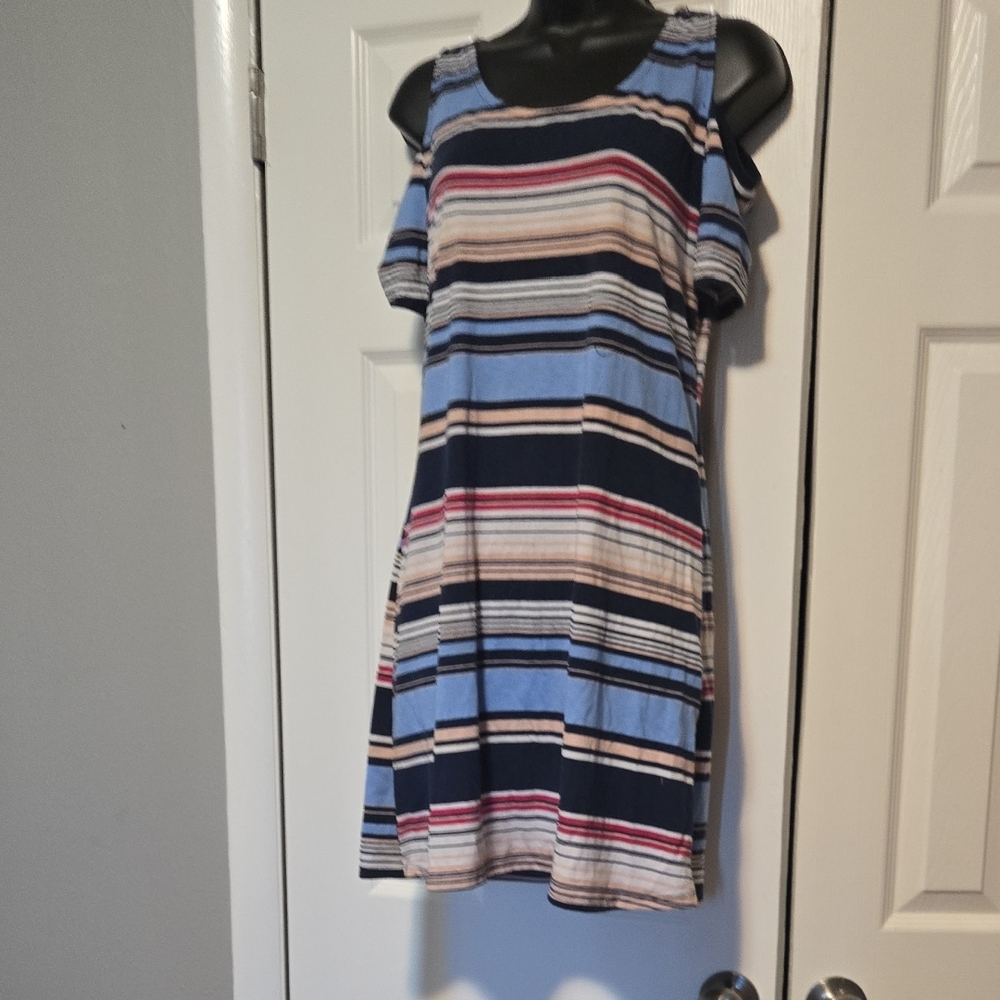 NOBO Kids Casual Striped Dress - Blue, Pink, White